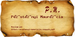 Pöstényi Maurícia névjegykártya